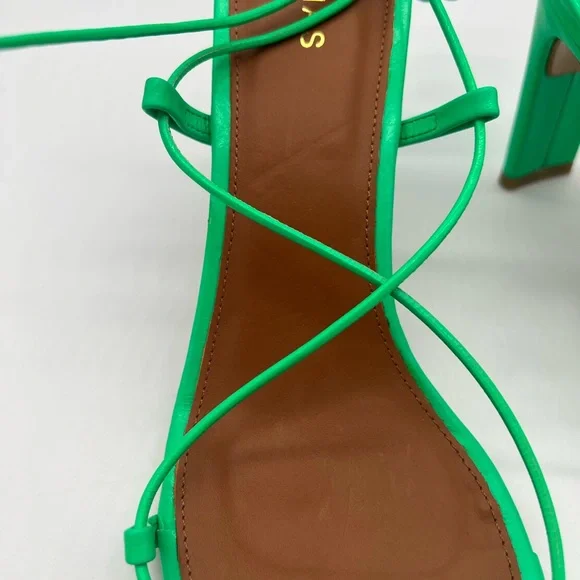 ALOHAS Bellini Neon Green Heeled Lace Up Sandals New - Picture 7 of 11